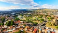 Panoramic view of Tbilisi city from the Narikala Fortress, old town and modern architecture. Tbilisi the capital of