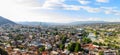 Panoramic view of Tbilisi city from the Narikala Fortress, old town and modern architecture. Tbilisi the capital of