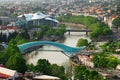 Panoramic view of Tbilisi city from the Narikala Fortress, old town and modern architecture. Tbilisi the capital of