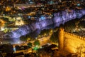 Panoramic view of Tbilisi city from Narikala fortress after the sunset