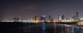 Panoramic view of Tel Aviv, city and bay at night. View from promenade of Old City Yafo, Israel Royalty Free Stock Photo