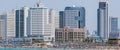 Panoramic view of Tel Aviv coast. Mediterranean Sea Royalty Free Stock Photo