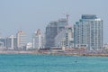 Panoramic view of Tel Aviv coast. Mediterranean Sea coastline Royalty Free Stock Photo