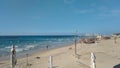 Panoramic view of Tel-Aviv winter beach of Mediterranean sea. Israel Royalty Free Stock Photo