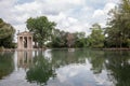 Panoramic view of Temple of Asclepius (Tempio di Esculapio) and lake