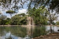 Panoramic view of Temple of Asclepius (Tempio di Esculapio) and lake