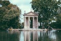 Panoramic view of Temple of Asclepius (Tempio di Esculapio) and lake