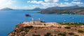 Panoramic view of the Temple of Poseidon at Cape Sounion Royalty Free Stock Photo