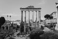 Panoramic view of temple of Vespasian and Titus is located in Rome Royalty Free Stock Photo