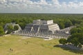 A panoramic view of the Temple of the Warriors out of jungle at Chichen-Itza. A Mayan ruin, in the Yucatan Peninsula, Mexico Royalty Free Stock Photo