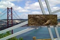 Panoramic view 25th of april bridge with cross, Lisbon - Portugal