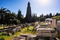 Panoramic view of Theatre of Dionysos Eleuthereus ancient Greek theater at slope of Acropolis hill in Athens, Greece