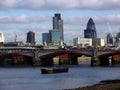 Panoramic view of theThames River and a amazing bridge and buildings