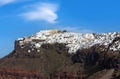 Panoramic view of Thira town on Santorini island, Cyclades, Greece Royalty Free Stock Photo