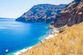 Panoramic view of Thirasia island coast Cyclades Greece