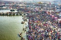 Panoramic view of thousands of devotees at the Kumbh Mela festival, in Allahabad, India.