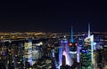 Panoramic View From Times Square Illuminated Buildings and Towers in Manhattan. Famous New York City, USA, Skyline. Royalty Free Stock Photo