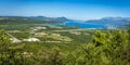 Panoramic view from Tivat to Kotor, Montenegro including the airport Royalty Free Stock Photo