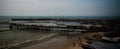 Panoramic view to Accra beach with the fishermans boat, Ghana