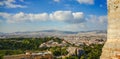 Panoramic view to Athens Greece from the ancient Acropolis temple Parthenon Royalty Free Stock Photo