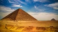 Panoramic view to Bent Pyramid of Sneferu Pharao and Red satellite Pyramid at Dahhsur, Cairo, Egypt Royalty Free Stock Photo