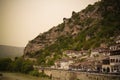 Panoramic view to Berat old town and Kisha e Shen Mehillit aka St. Michael church, Berat, Albania Royalty Free Stock Photo