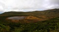 Panoramic view to Caldeira Branca lake at Flores island, Azores. Portugal