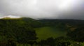 Panoramic view to Caldeira Funda lake at Flores island, Azores. Portugal Royalty Free Stock Photo