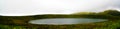 Panoramic view to Caldeira Rasa lake at Flores island at Azores. Portugal