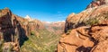 Panoramic view to the Canyon in Zion National Park Royalty Free Stock Photo