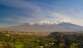 Panoramic view to Chachani mountain and Arequipa city from Yanahuara viewpoint, Arequipa, Peru