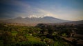 Panoramic view to Chachani mountain and Arequipa city from Yanahuara viewpoint, Arequipa, Peru