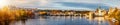 Panoramic view to the Charles Bridge over the river Vltava in Prague, Czech Republic Royalty Free Stock Photo