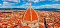 Panoramic view to dome of cathedral santa