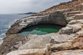 Panoramic view to Giola Natural Pool in Thassos island, Greece Royalty Free Stock Photo