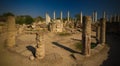 Panoramic view to gymnasium and Thermae at Salamis ruins, Cyprus Royalty Free Stock Photo