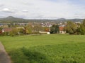 Panoramic view to the hills Hohenstaufen and Rechberg Royalty Free Stock Photo