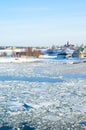 View to the ice drift and the islands in Helsinki Royalty Free Stock Photo