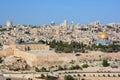 Panoramic view to Jerusalem Old city and the Temple Mount, Royalty Free Stock Photo
