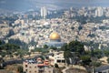 Panoramic view to Jerusalem Old city and Temple Mount, Dome of the Rock from Mt. of Olives, Israel Royalty Free Stock Photo