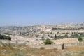 Panoramic view to Jerusalem Old city and Temple Mount, Dome of the Rock from Mt. of Olives, Israel Royalty Free Stock Photo