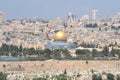 Panoramic view to Jerusalem Old city and Temple Mount, Dome of the Rock from Mt. of Olives, Israel Royalty Free Stock Photo