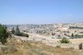 Panoramic view to Jerusalem Old city and Temple Mount, Dome of the Rock from Mt. of Olives, Israel Royalty Free Stock Photo