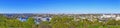 Panoramic view to Kiev, Kyiv, Ukraine. Tatarka district, industrial zone buildings, sunny spring day Royalty Free Stock Photo