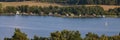 Panoramic view to lake cottages at the village of Krakow am See from the JÃ¶rnberg view point.