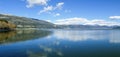 Panoramic view to the lake Pamvotis in Ioannina city, Epirus Region, Greece Royalty Free Stock Photo