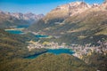 Panoramic view to lakes and St Moritz area Royalty Free Stock Photo