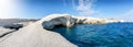 Panoramic view to the lunar landscape of Sarakiniko beach, Milos island, Cyclades, Greece Royalty Free Stock Photo