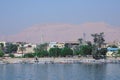 Panoramic View to the Luxor City Scape from the Nile River Side Royalty Free Stock Photo