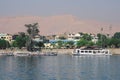 Panoramic View to the Luxor City Scape from the Nile River Side Royalty Free Stock Photo